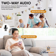 VYANLIGHT 4MP Dome Security Camera, 360 Panoramic Pan-Tilt-Zoom, 2K Full-Color Night Vision, Motion Detection Audible Alarm, 64GB SD Card, White, VL-LBSC-701