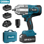 Seesii WH800 Cordless Impact Wrench, 960Ft-lbs Torque, Brushless Motor, 1/2 Inch Drive, 33mm CRV Socket, Dual 5.0Ah 21V Batteries, 3800RPM WH800