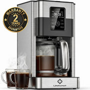 LINKChef Drip Coffee Maker, 12-Cup Programmable, Glass Carafe, 12-Hour Auto Brew Timer, Keep Warm Plate, Black