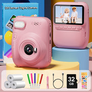 Gofunly Instant Print Camera for Kids, 14MP Photos, 1080P HD Video, Thermal Black and White Printing, Pink, Includes 32GB Card and Printing Paper