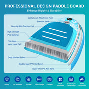 Hotsee Inflatable Stand Up Paddle Board, 10.6 ft, 6 in Thick, 32 in Wide Non-Slip EVA Deck, Removable Fins, Dual-Action Pump, Aluminum Paddle, Backpack Included