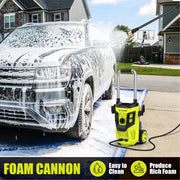 AcquaX Electric Pressure Washer, 3500 PSI, 2.4 GPM, Corded with 4 Quick-Connect Nozzles, 20ft Hose, 35ft Power Cord, Foam Soap Tank, Portable C4013 PLUS-1500A