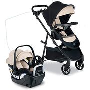 Britax Willow Brook S+ Infant Car Seat and Brook+ Toddler Stroller Travel System with Alpine Base, Sand Onyx, 89718623