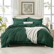 Andency 7 Pieces Oversized King Comforter Set Wheat 120x 98, Boho Tassel Bed in a Bag All Season Soft Fluffy Bed Sets