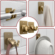 Summit 4PCS No Drill Curtain Rod Brackets, Gold Plastic, Self-Adhesive and Screw Mount, Holds Up to 20 Pounds, Fits Rods up to 1.57 Inch Diameter
