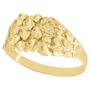 JFL Diamond Jewelry Real 10K Yellow Gold Men's Nugget Ore Style Pinky Ring, 10.5mm Wide, Size 7