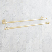 Signature Hardware Traditional Double Towel Bar, 26-3/4 in, Aged Brass Finish, Metal Construction, 955107