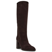 DV Dolce Vita Bardonny Wide Calf Knee High Block Heel Boot, Dark Brown Faux Suede, Size 8.5