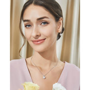 MomentWish US-MP75057B Simulaed Diamond Moissanite Necklaces for Women, Horseshoe, Sterling Silver