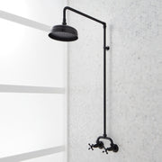 Signature Hardware 497795 Baudette Exposed Pipe Shower System with Rainfall Shower Head, Shower Arm, and Cross Handles, Matte Black
