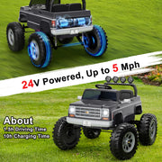 Wisairt Chevrolet Cheyenne 24V Ride On Truck, Remote Controlled, 2-Seater, Gray, Battery Powered, Kids 3-8 Years