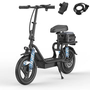 Printe N30SP Electric Scooter, 500W Motor, 14-Inch Tires, Adjustable Seat and Handlebar, Removable Rear Storage Box