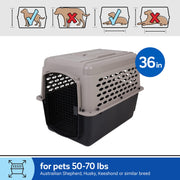 Petmate Vari Dog Kennel, Portable Plastic Crate for Medium to Large Dogs 50-70 lbs, 36 Inch, Taupe and Black
