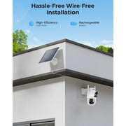 Hiseeu 4MP Dual Lens Solar Battery Outdoor Security Camera, 360 Panoramic View, Waterproof, PIR Motion Detection, Two-Way Audio