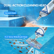 Syvio Cordless Handheld Pool Vacuum, 18.5 GPM Suction, 60-Minute Runtime, 11.4 in Wide Head, Adjustable Telescopic Pole for Above Ground and Inground Pools, Spas, Hot Tubs, CHPPVC15H
