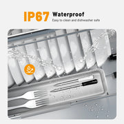 Inkbird WiFi Bluetooth Meat Thermometer, Dual-Mode Connectivity, 2 Size-Coded Probes, IP67 Waterproof, LCD Display, White