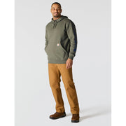 Carhartt Men's Iconic K288 Loose Fit Midweight Logo Sleeve Hoodie, Dusty Olive, X-Small