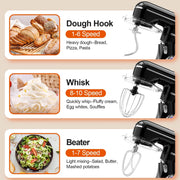 CEBORY SM-1533 3-IN-1 Stand Mixer, 6 QT Tilt-Head 10-Speed Food Mixer, Kitchen Electric Mixer, Onyx Black