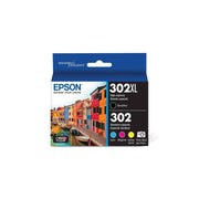 Epson T302XL-BCS 302/302XL 5-Pack High-Yield and Standard Capacity Ink Cartridges - Cyan/Magenta/Yellow/Black & Photo Black