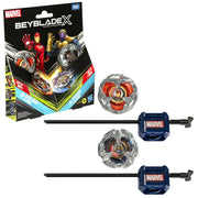 Beyblade G0287 X Marvel Collab Iron Man 4-80B vs. Thanos 4-60B Multipack Battling Tops Set, Ages 8+