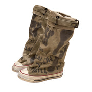 ScarletteEmmy Women's Graffiti Print Canvas Jumper Boots, Stacked Ankle Booties with Folded Cuff, Slip-Resistant Rubber Sole, 29cm Shaft Height