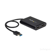 StarTech USB 3.0 to Dual DisplayPort Adapter, Dual 4K 60Hz Displays, USB-Powered, Black, USB32DP24K60