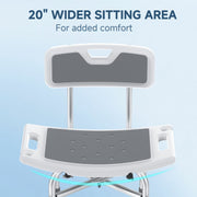 KEKOY Shower Chair with Backrest, 500lb Capacity, Height Adjustable Bath Stool, Heavy Duty Aluminum Alloy Frame, Padded Seat, Showerhead Holder