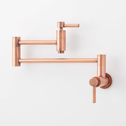 Signature Hardware SH349712AC Contemporary Double Handle Wall Mounted Pot Filler Satin Copper Faucet Pot Filler Double Handle