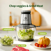 LINKChef Electric Food Chopper, 10 Cup Glass Bowl, 250W Meat Grinder and Food Processor, Stainless Steel Blades, FC-7048