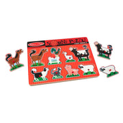 Melissa & Doug 726 Farm Animals Sound Puzzle - Wooden Peg Puzzle With Sound Effects (8 pcs)