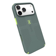 Speck CandyShell Grip +MS Case for iPhone 17 Pro Max, Dual-Layer Protection, MagSafe Compatible, Neo Drab and Glow Green