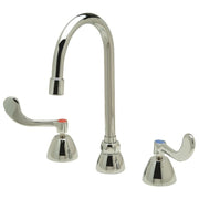 Zurn AquaSpec Widespread Gooseneck Faucet, Polished Chrome, 5.38 in Spout, 2.0 GPM Laminar Flow, Lead-Free Cast Brass, 4 in Wrist Blade Handles