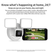 onn Outdoor Floodlight Camera Hardwired, 1080p HDR Video with Color Night Vision, Two-Way Talk, Motion-Activated Floodlight, Wi-Fi and Bluetooth Compatible