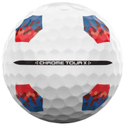 Callaway Chrome Tour X TruTrack Golf Balls, 4-Layer Tour Ball, White-Red/Blue, 1 Dozen, 2024