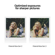 Polaroid Now Generation 3 Analog Instant Camera, Twin-Lens Autofocus, USB-C Rechargeable Battery, Built-In Tripod Mount, Black