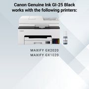 Canon GI-25 Black Ink Bottle, Pigment Ink, 67 ml, High Yield 3000 Pages, Compatible with MAXIFY GX1020 and GX2020, 6280C001