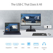 ASUS VA24ECPSN 23.8 1080P Docking Monitor - Full HD, IPS, 75Hz, Adaptive-Sync, Speakers, Eye Care, Low Blue Light, Flicker Free, USB-C, RJ45, HDMI, Frameless, Height Adjustment, VESA Wall Mountable