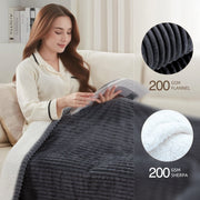 SOMITO Heated Blanket Full Size, 200gsm Flannel and Sherpa, 10 Heat Settings, 10-Hour Timer, ETL Certified, Machine Washable, Gray, 72x84 Inches