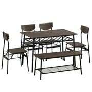 Ktaxon 6-Piece Dining Room Set Modern Kitchen Table Set with 4 Chairs, Brown - Durable