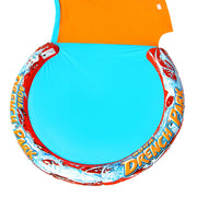 Banzai Aqua Drench 3-in-1 Splash Park with Curved Water Slide, Inflatable Pool, Built-in Sprinkler, Inflatable Bodyboard, Blue and Orange, 15 ft