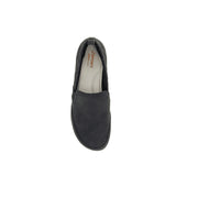 Jambu JSport Lisa Women's Black Quilted Slip-On Casual Flats with Elastic Gore and Plush Lining, S5LSA01