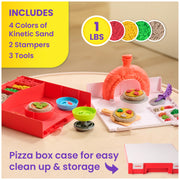 Spin Master Kinetic Sand SquishPizza Playset with 1lb Multicolored Sand, 5 Tools, Portable Pizza Oven Case