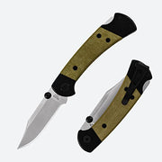 Buck Knives 112 Ranger Sport Folding Pocket Knife, 3in S30V Stainless Steel Clip-Point Blade, Green Micarta Handle, Aluminum Frame, Deep Carry Pocket Clip, BU112GRS5