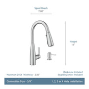 Moen Haelyn Single-Handle Pull-Down Kitchen Faucet with ColorCue Temperature Indicator, Power Boost Spray, Spot Resist Stainless, Soap Dispenser, 1.5 GPM