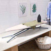 Seymour Home Adjustable Full-Size Ironing Board with Diamond Cut Steel Mesh Top, Beige Linen Cotton Cover, Heat-Resistant Iron Rest, All-Steel Frame with Four Legs, 36 in Height