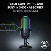 Razer Seiren V3 Chroma USB Condenser Microphone, Supercardioid, Tap-to-Mute Sensor, RGB Lighting, Quartz Pink
