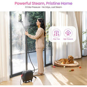 Schenley 21-in-1 Household Steam Cleaner, High-Pressure 1500W Steamer with 45.5 fl oz Water Tank, Fast 8-Minute Heat-Up, Portable Multi-Purpose Cleaner, Magenta & Noble Gray, SLFCSC084