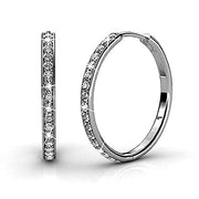 Cate & Chloe Ccde20013er Bianca Women's Fair 18k White Gold Plated Swarovski Hoop Earrings, Silver