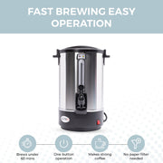 Alpha Living Electric Coffee Urn, 100 Cups Capacity, Stainless Steel Percolator Coffee Pot, Leak-Proof Tap, CU-1600