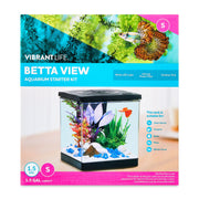 Vibrant Life Betta View Aquarium Starter Kit, 1.5 Gallon, White LED Light, Internal Power Filter
